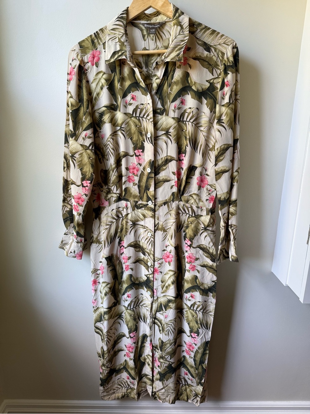 TOMMY BAHAMA Beau Jardin Silk Shirtdress Dress Floral Tropical Vacation Preppy M